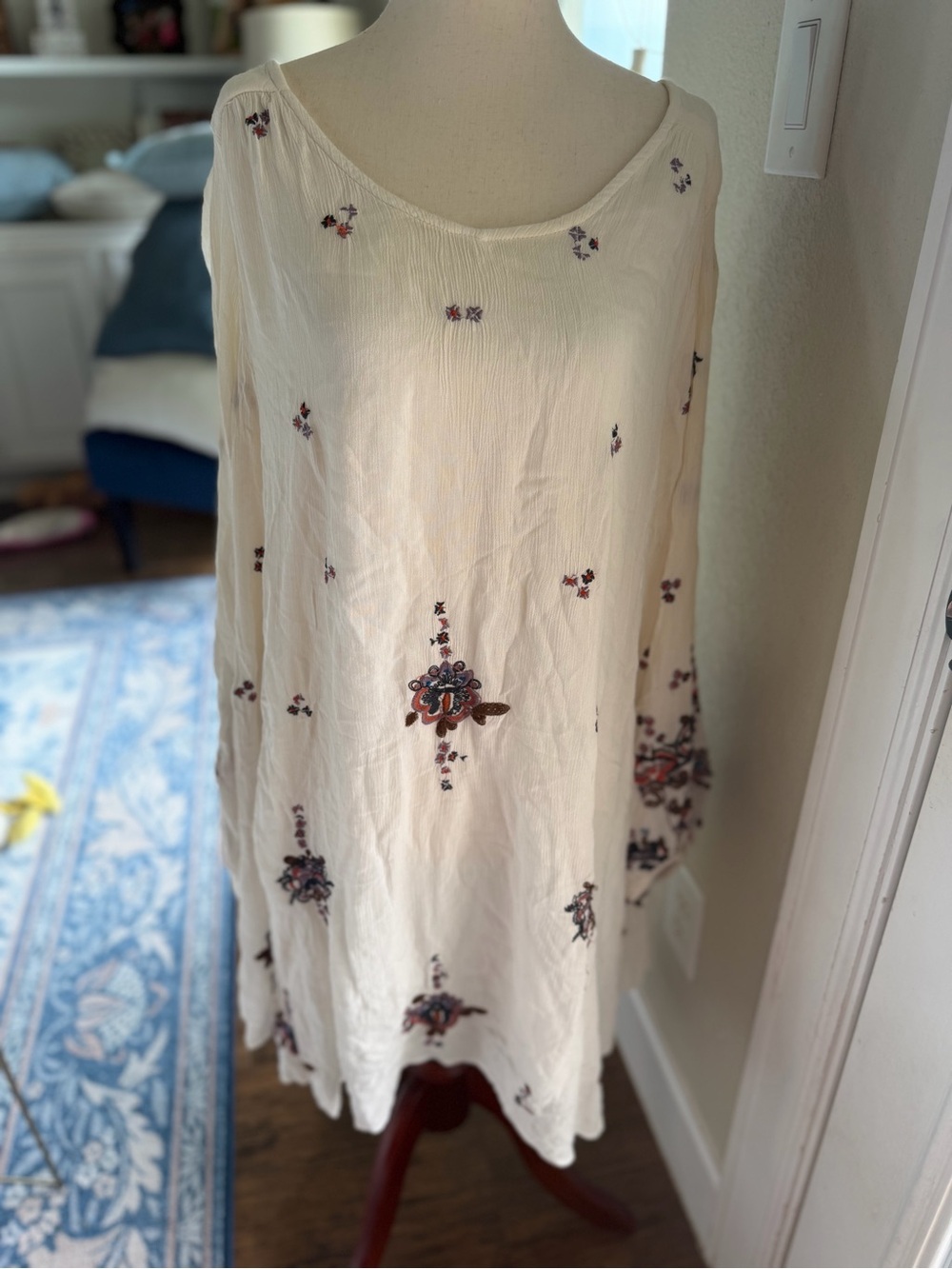Free People Embroidered Mini Dress Size L - Picture 7 of 11
